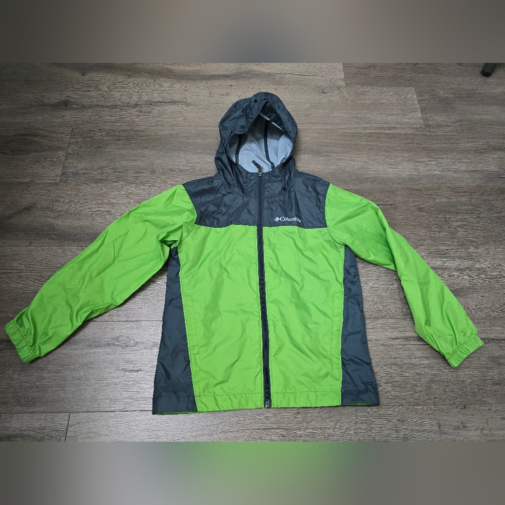 Columbia Windbreaker Jacket Youth Size Small/8 Grey Green Unisex EUC